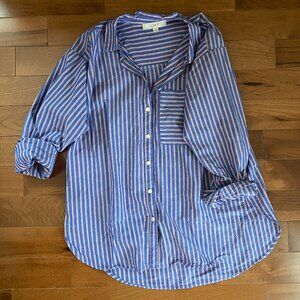 Loft summer blue and white (and a tiny red stripe) blouse small
